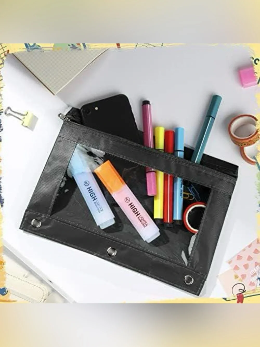 NWT Dog Lover Pencil Organizer | Funny Dogs 3 Ring Zipper Binder Pouch